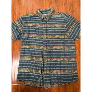Howler Bros Shirt Men's M Blue San Gabriel Mescal Jacquard Petrol Button Aztec